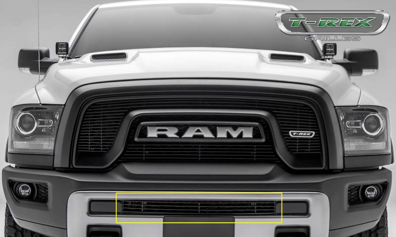 T-REX 2015-2017 Dodge RAM 1500 Rebel Billet Series Bumper Grille Overlay Aluminum With Black Powder Coated Finish 254641B