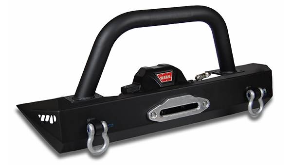 Warrior 2007-2017 Jeep Jk Frt Stubby Bumper Add Winch Mt 3" 14 Degree Kickback Bguard Drings Black 59730