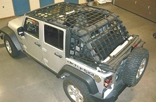 Dirtydog 2007-2018 Jeep Wrangler JKU 4 door Netting 5pc Kit Cargo Sides Black J4NN07ACBK