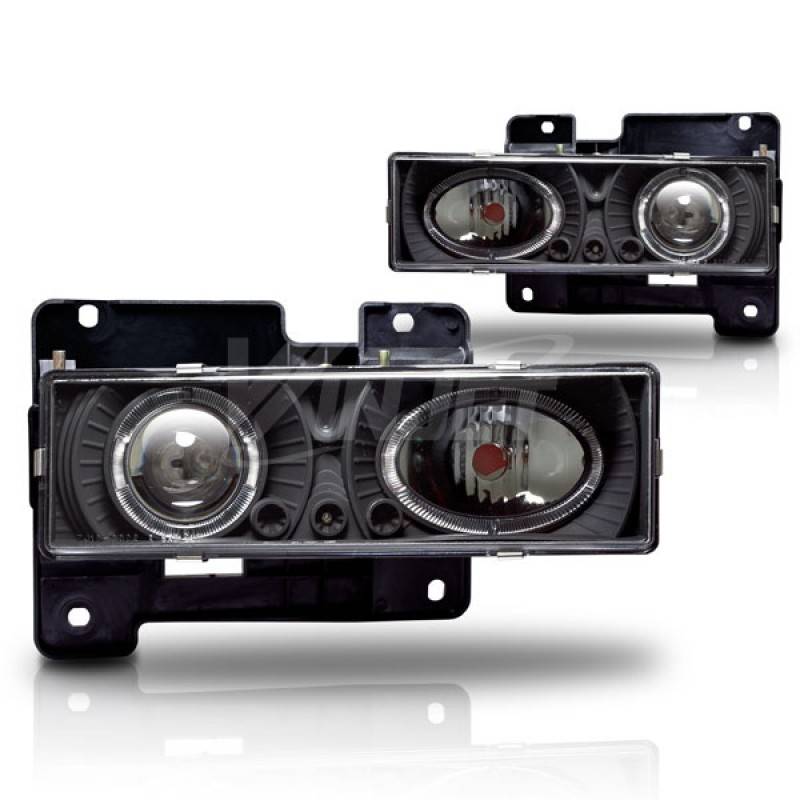 Winjet 1992-1994 Chevrolet Blazer Black Clear Halo Projector Head Light WJ10-0002-04
