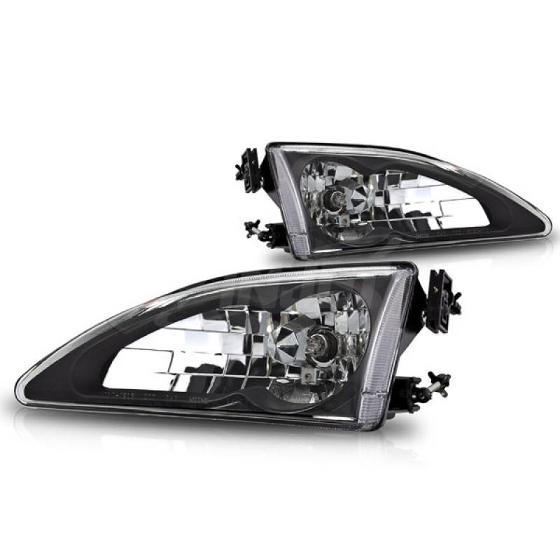 Winjet 1994-1998 Ford Mustang Cobra Black Clear Head Light WJ10-0213-04