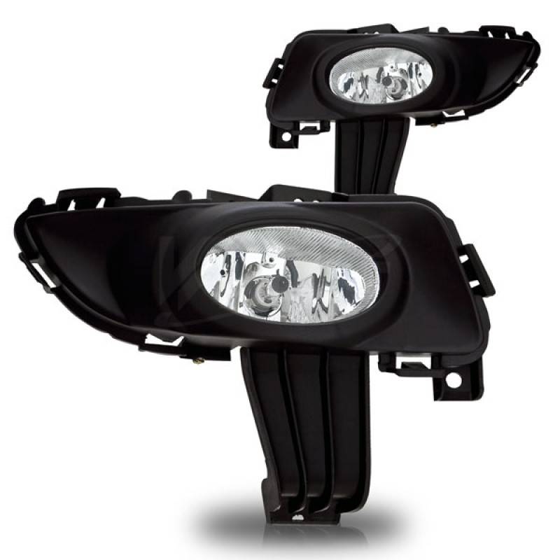 Winjet 2003-2005 Mazda 3 3/4 Dr Clear Halo Projector Fog Light Wiring Kit Included WJ30-0101-09