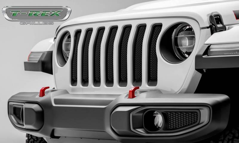 T-Rex 2018-2023 Jeep Wrangler JL 2020-2023 Jeep Gladiator Sport Series Formed Mesh Grille Installs behind factory grille Black 46493