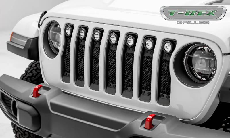 T-Rex 2018-2023 Jeep Wrangler JL 2020-2023 Jeep Gladiator STEALTH w/7 2" Round LED Lights 1 Piece Frame & Formed Wire Mesh 6314931-BR
