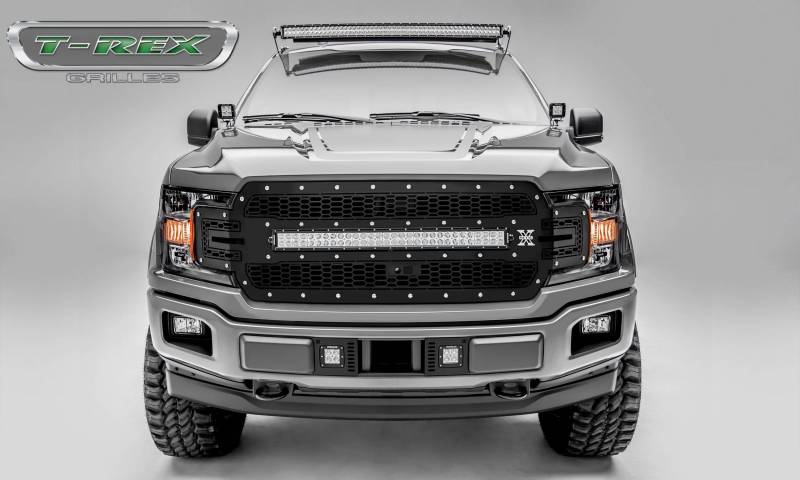 T-REX 2018-2020 Ford F-150 Laser Main Grille Replacement w/ (1) 30 LED Light Bar Fits Vehicles w/ FFC Laser Cut Steel Pattern 7315751