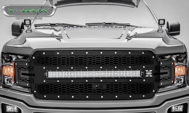T-REX 2018-2020 Ford F-150 Laser Main Grille Replacement w/ (1) 30 LED Light Bar Fits Vehicles w/ FFC Laser Cut Steel Pattern 7315751