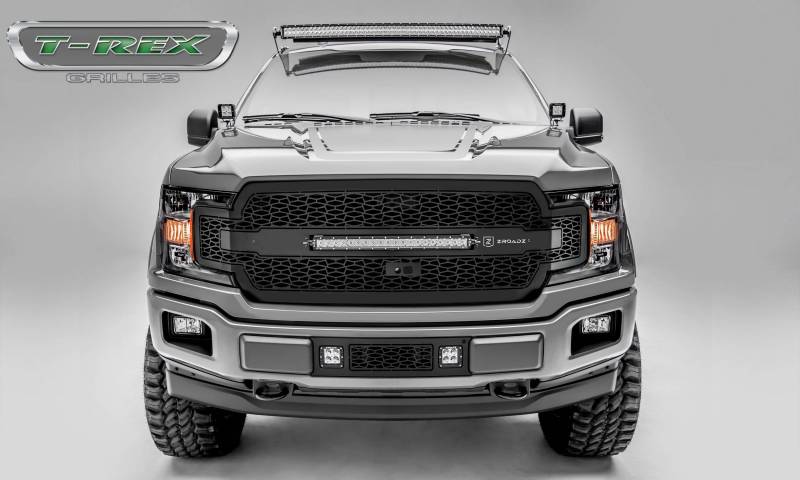 T-rex 2018-2020 Ford F-150 Zroadz Series Main Grille Replacement W/ (1) 20 Led Light Bars Fits Vehicles W/ Ffc Laser Cut Steel Pattern Z315811