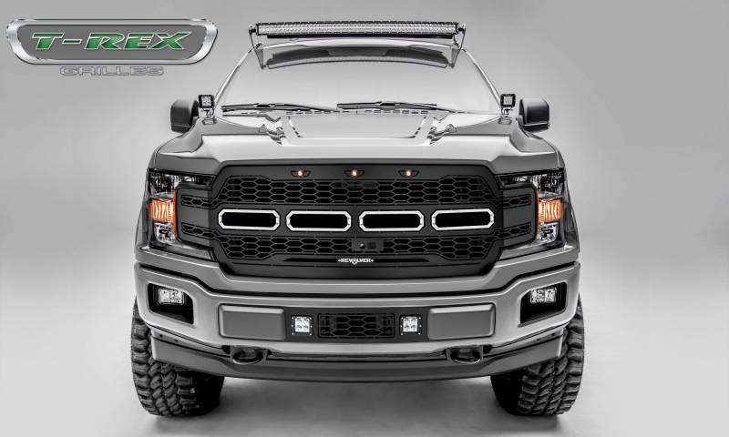 T-rex 2018-2020 Ford F-150 Revolver Series Main Grille Replacement W/ No Leds Fits Vehicles W/ Ffc Laser Cut Steel Pattern Black Powdercoat Finish 6515781