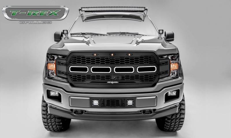 T-rex 2018-2020 Ford F-150 Revolver Series Main Grille Replacement W/ No Leds Fits Vehicles W/ Ffc Laser Cut Steel Pattern Black Powdercoat Finish 6515781