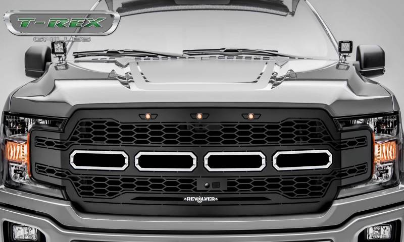 T-rex 2018-2020 Ford F-150 Revolver Series Main Grille Replacement W/ No Leds Fits Vehicles W/ Ffc Laser Cut Steel Pattern Black Powdercoat Finish 6515781