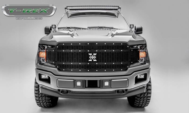T-rex 2018-2020 Ford F-150 Laser X-metal Series Main Grille Replacement Laser Cut Steel Pattern Chrome Studs With Black Powdercoat Finish 7715841