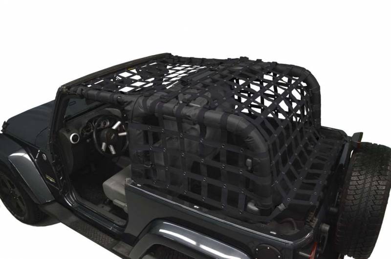 Dirtydog 2007-2018 Jeep Wrangler JK 2 door Netting with Cargo Sides Black J2NN07ACBK