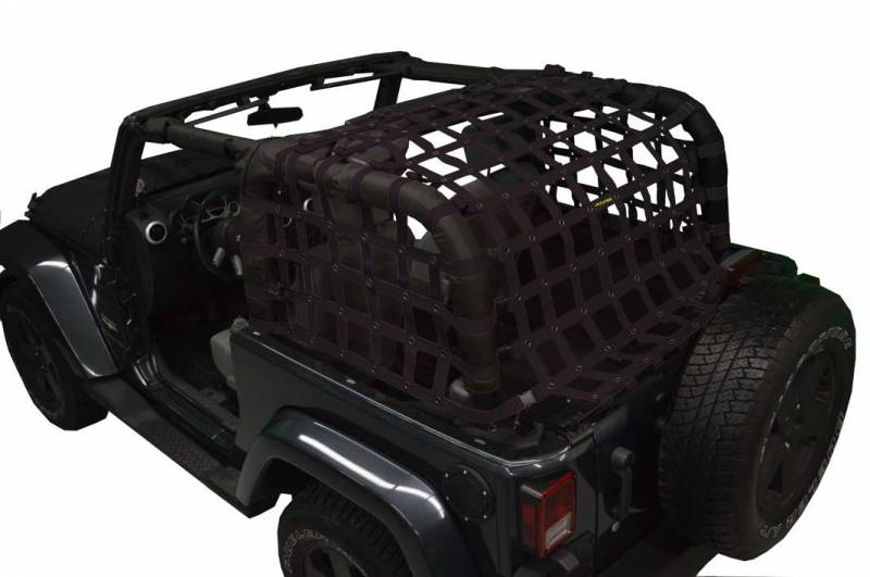 Dirtydog 2007-2018 Jeep Wrangler JK 2 door Netting with Cargo Sides Black J2NN07RCBK