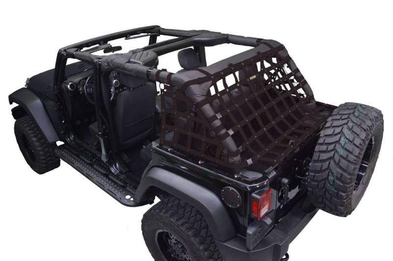 DirtyDog 2007-2018 Jeep Wrangler JKU 4 door Netting 3pc Kit Cargo Sides Black J4NN07RCBK