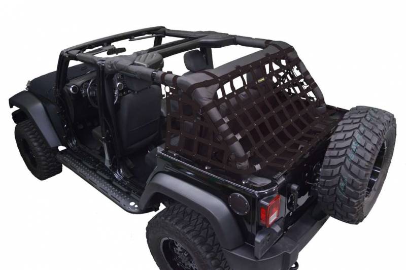 Dirtydog 2007-2018 Jeep Wrangler JKU 4 door Netting 3pc Kit Cargo Sides Black J4NN07RCBK