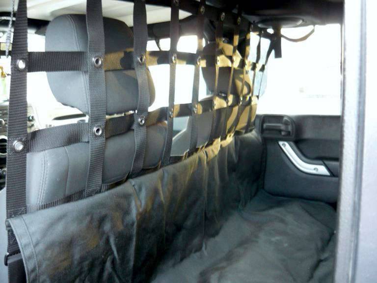 Dirtydog 2007-2018 Jeep Wrangler JKU 4 door Pet Divider Behind Front Seats with Rear Seat Saver Black J4PD07FSBK