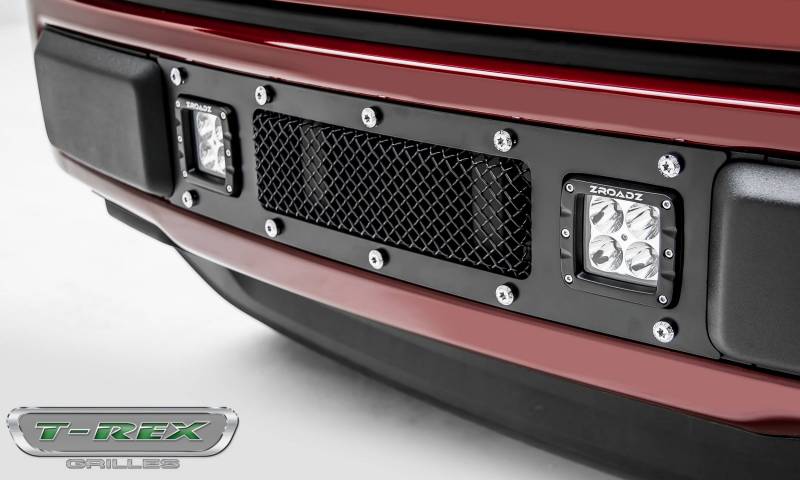 T-Rex 2018-2020 Ford F-150 Bumper Grille Overlay (2) 3 Led Light Bar Chrome Studs With Black Powdercoat Finish 6325791