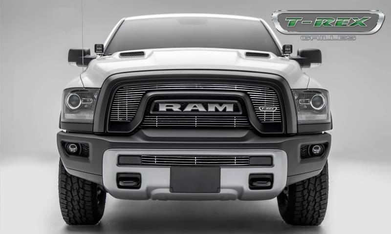 T-REX 2015-2018 Dodge Ram 1500 Rebel Billet Series 2 Pc Main Grille Overlay Laser Cut Aluminum with Polished Finish 6214640