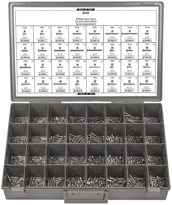 DISCO Phillips Oval Head Chrome Screw Assortment 1510 pcs 8645