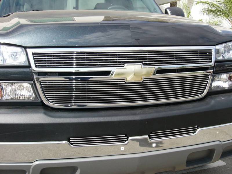 T-Rex 2006 Chevrolet Silverado 1500 2005 Silverado 2500 3500 2007 Silverado 1500 Classic SS Billet Grille Overlay Bolt On Insert Polished 2 Pc (7, 11 Bars) 21106