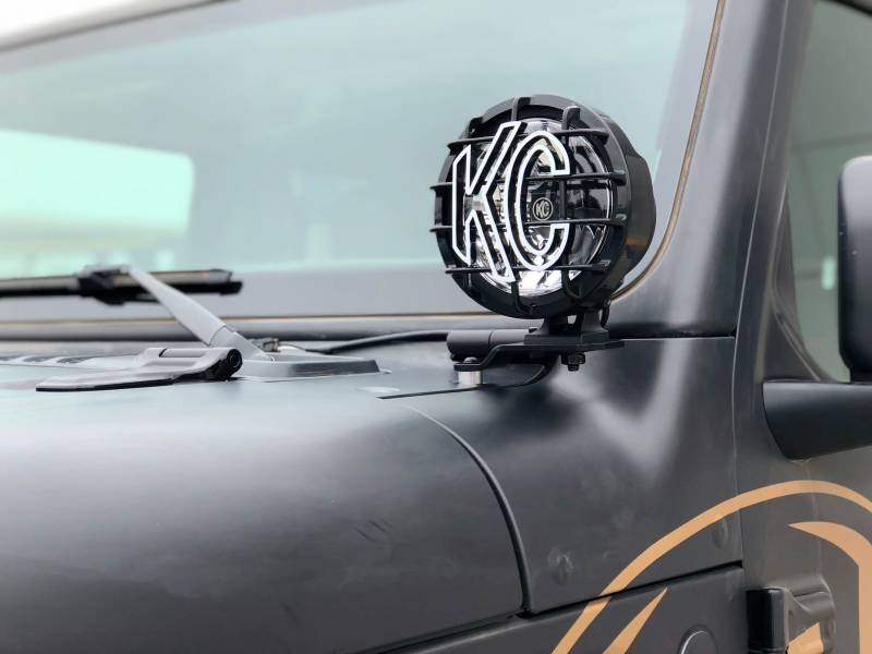 KC Hilites 2018-2024 Jeep Wrangler JL 2020-2024 Gladiator JT 4xe 6" Pro6 Gravity LED A-Pillar Mount 20W Spot Beam 2 Light System 97111