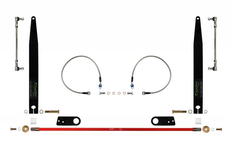 Raptor Series 2007-2018 Jeep Wrangler JK Rear Sway Bar Kit 0-6" with Adjustable Links and Braided Stainless Steel Brake Lines Black E-Coated 170107-405500