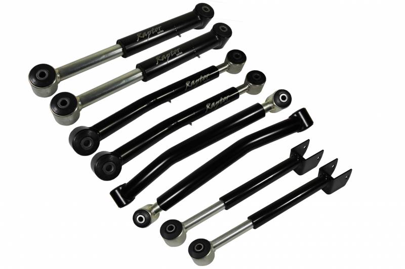 Raptor Series 2007-2018 Jeep Wrangler JK Heavy Duty Adjustable Control Arm 8 pc Kit 0-6" Lift Black E-Coated 170107-429800