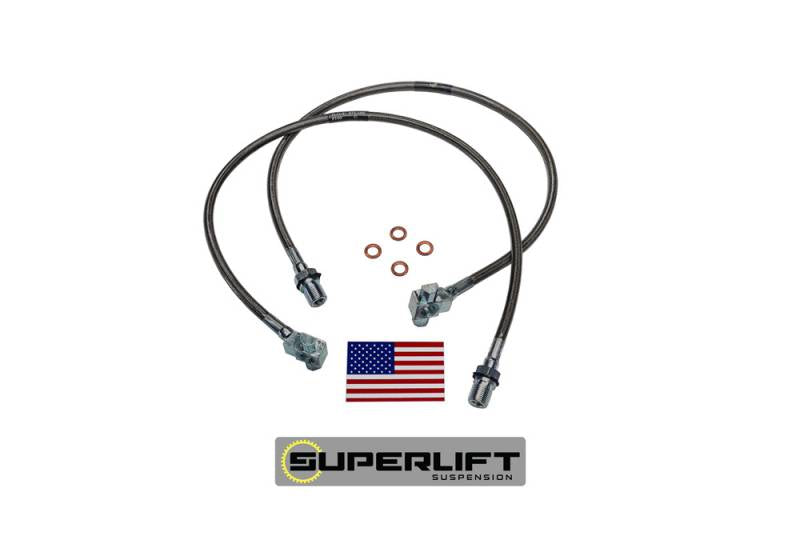 SUPERLIFT Bullet Proof Brake Hose Front 8 Inch-12 Inch Pair 91345