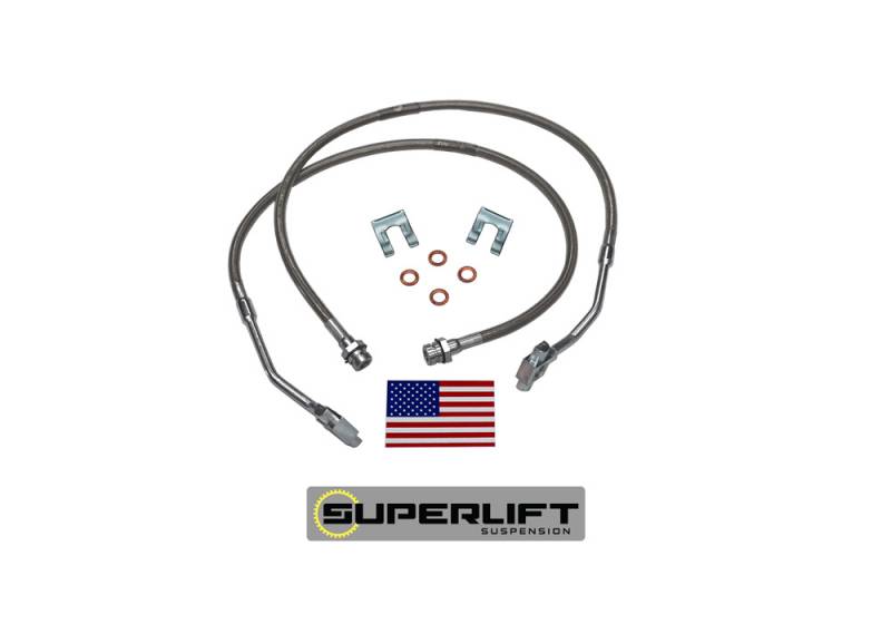 SUPERLIFT Bullet Proof Brake Hose Front 8 Inch-12 Inch Pair 91355