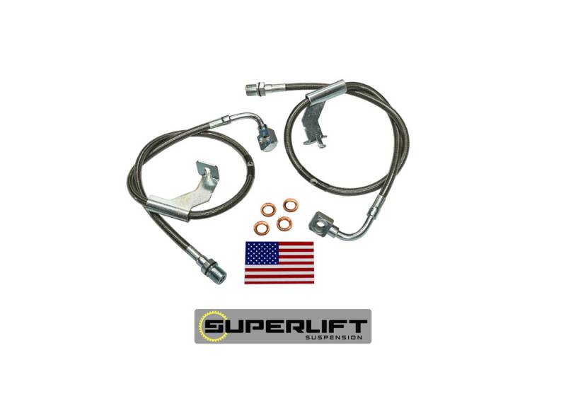 SUPERLIFT Bullet Proof Brake Hose Front 8 Inch-12 Inch Pr 91365