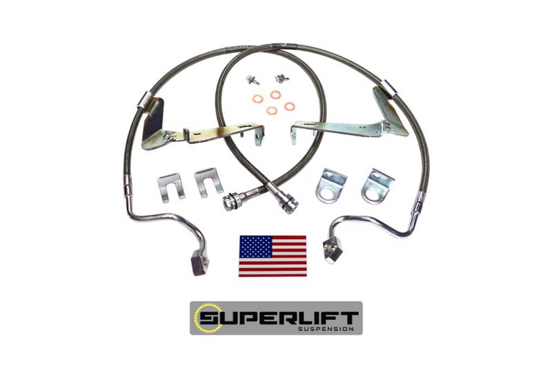 SUPERLIFT 2008-2010 Ford F-250 F-350 Super Duty Bulletproof Brake Hose Front 6-10 Inch Pair 91560