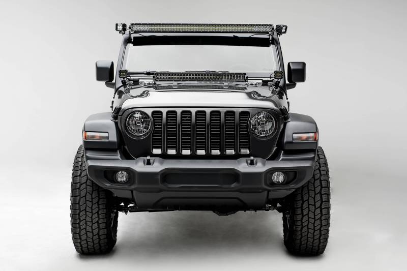 ZROADZ 2019-2024 Jeep Gladiator 2018-2024 Wrangler JL JLU 50 Inch LED Straight Double Row Light Bar And 3 Inch LED Pod Lights Z374831-Kit2