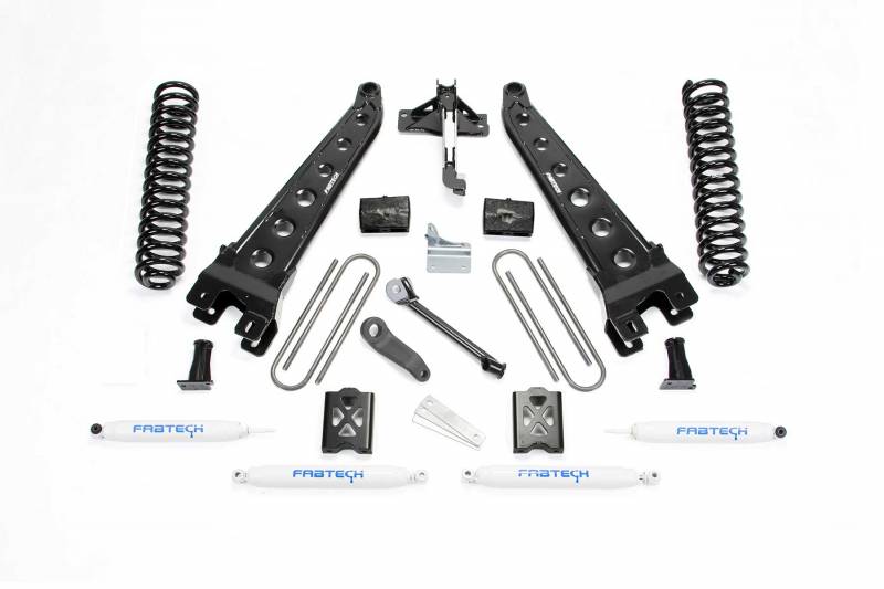 Fabtech 2005-2007 Ford F-250 4WD 6" Radius Arm Front and Rear Suspension Lift Kit Without Factory Overload COILS PERF Shocks K2011
