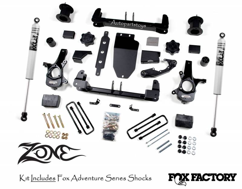 Zone OffRoad 2014-2018 Chevrolet Silverado GMC Sierra 1500 4WD 4.5in Alum Stamped Arms Fox Shocks ZONC28F