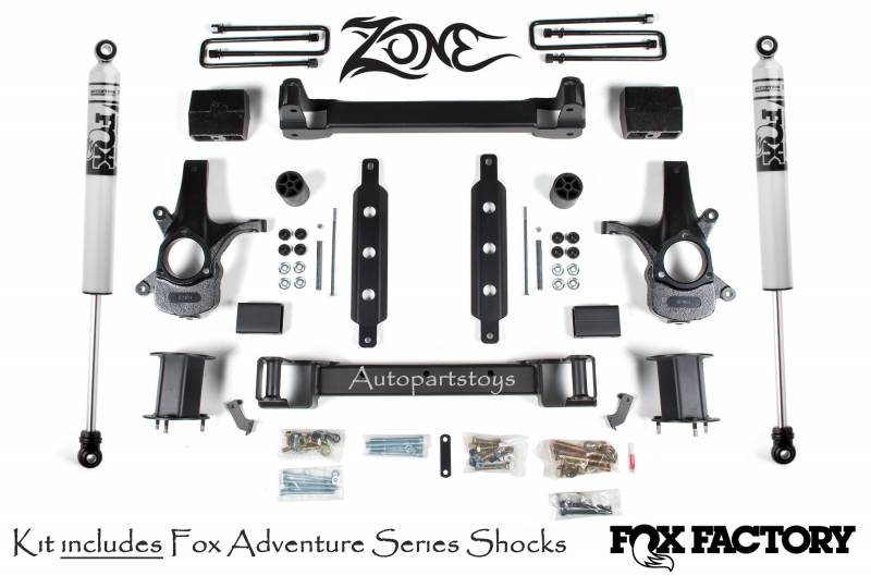 Zone OffRoad 2014-2018 Chevrolet Silverado GMC Sierra 1500 2WD 6.5in Alum Stamped Arms Fox Shocks ZONC34F