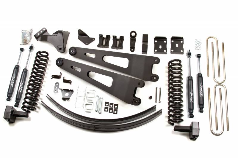 Zone OffRoad 2011-2014 Ford F250 F350 Super Duty 6in Radius Arm Suspension System With Free Boot Protectors without Overload ZONF30N