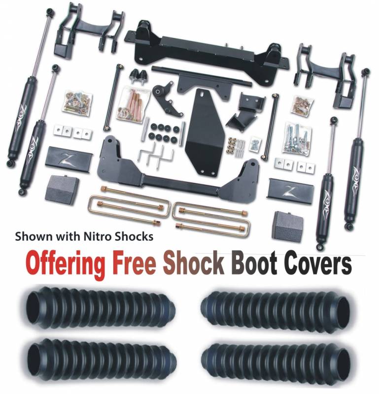 Zone OffRoad 1988-1998 Chevrolet Silverado 1500 GMC Sierra 1500 6in Lift Kit w/ Nitro Shocks and Free Boot Protectors ZONC14N
