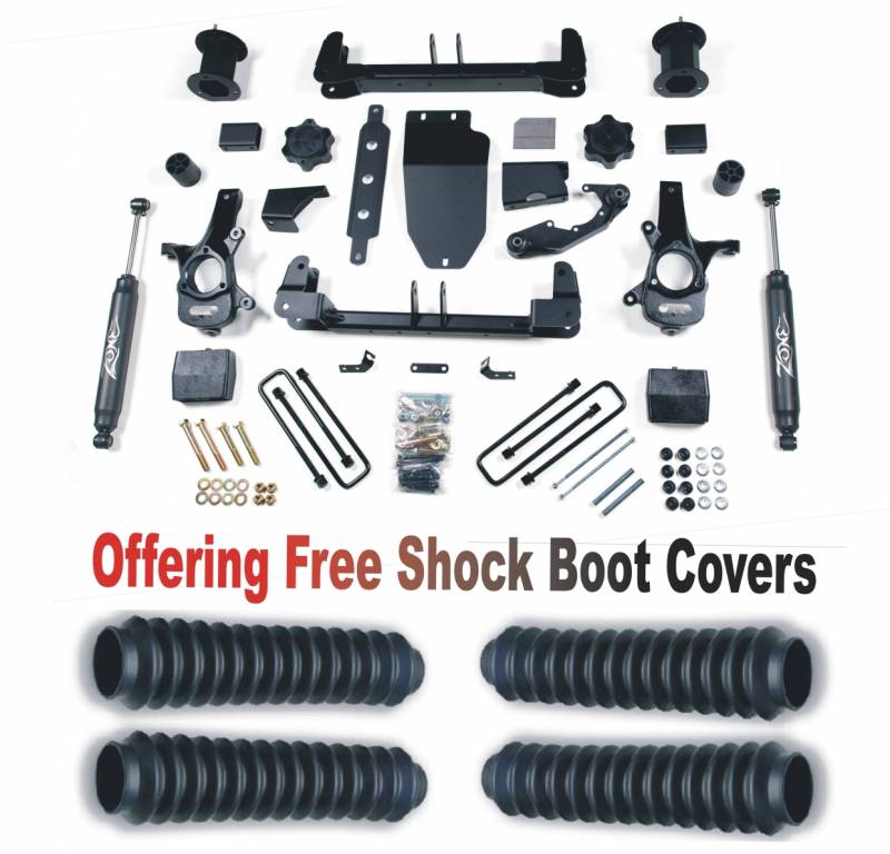 Zone OffRoad 2014-2018 Chevrolet Silverado GMC Sierra 1500 4WD 6.5in Suspension System Aluminium Stamped Arms With Free Boot Protectors ZONC26N