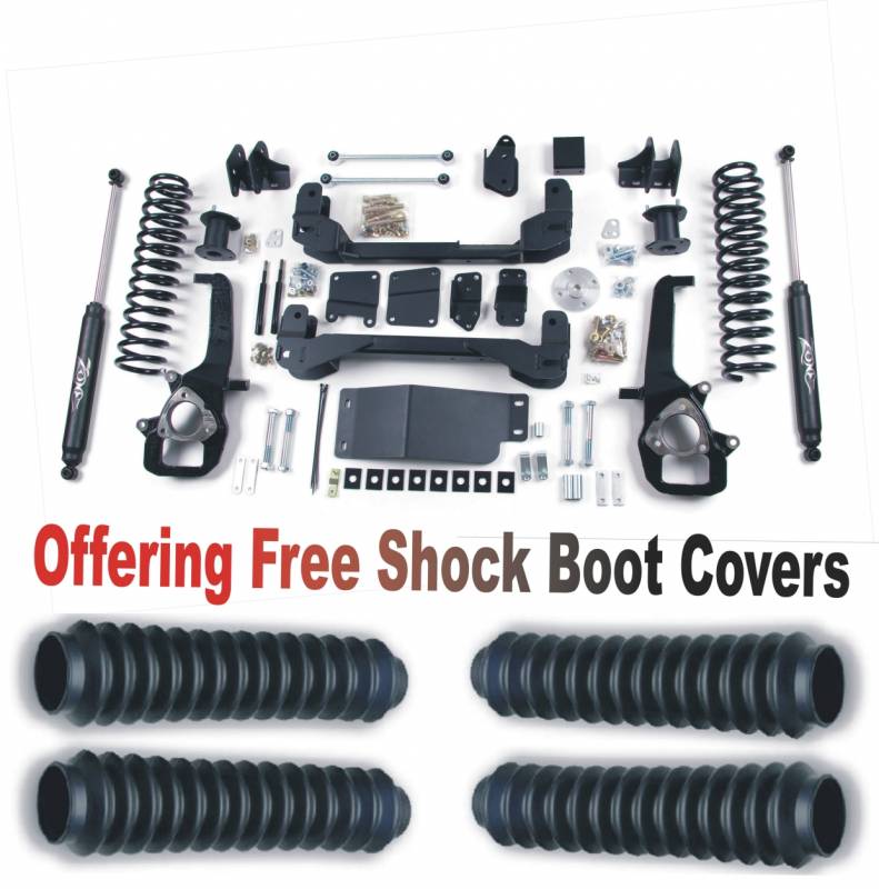 Zone OffRoad 2009-2011 Dodge Ram 1500 Front 4in Rear 2in Suspension System With Free Shock Boot Covers ZOND23N