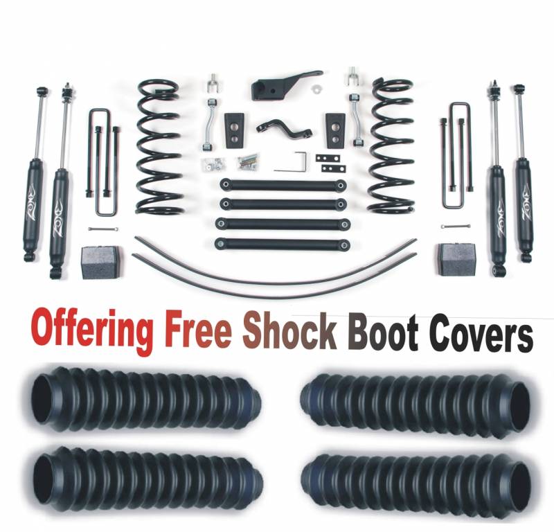 Zone OffRoad 1994-1999 Dodge Ram 2500 5in Suspension System With Free Shock Boot Covers ZOND46N