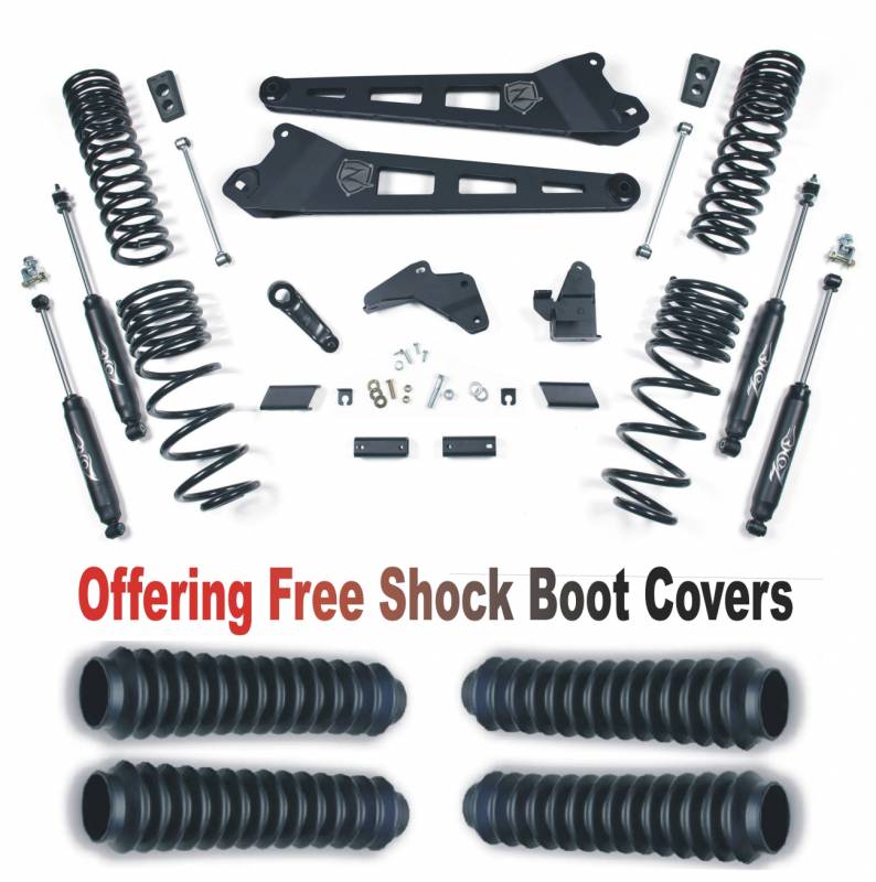 Zone OffRoad 2014-2018 Dodge Ram 2500 GAS 5.5in Radius Arm Suspension System With Free Shock Boot Covers ZOND69N