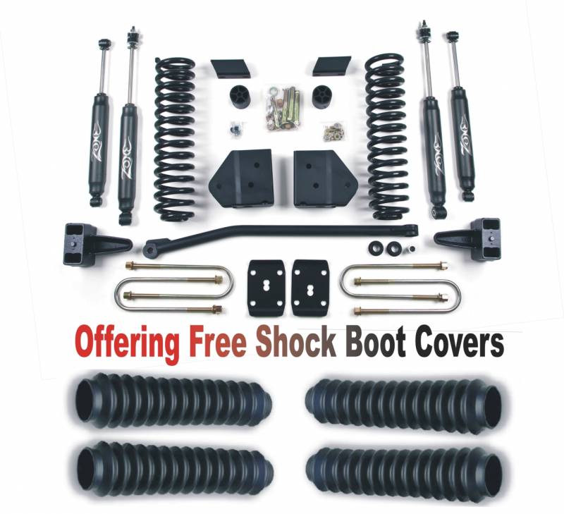 Zone OffRoad 2011 Ford F250 F350 4in Suspension System With Free Boot Protectors with Overload ZONF17N