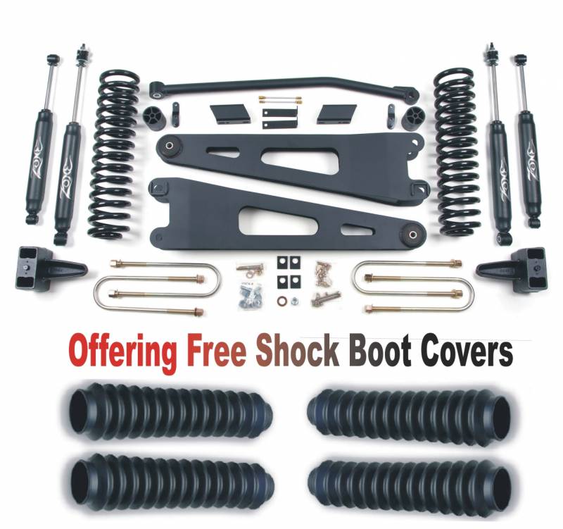Zone OffRoad 2008-2010 Ford F250 F350 Super Duty Diesel 4in Radius Arm Suspension System With Free Boot Protectors ZONF23N