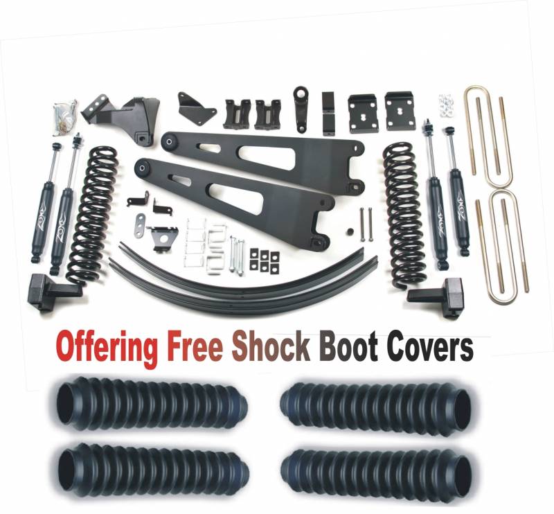 Zone OffRoad 2011-2014 Ford F250 F350 Super Duty 6in Radius Arm Suspension System With Free Boot Protectors with Overload ZONF31N