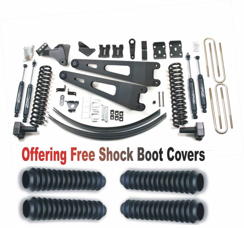Zone OffRoad 2011-2014 Ford F250 F350 Super Duty 6in Radius Arm Suspension System With Free Boot Protectors with Overload ZONF33N