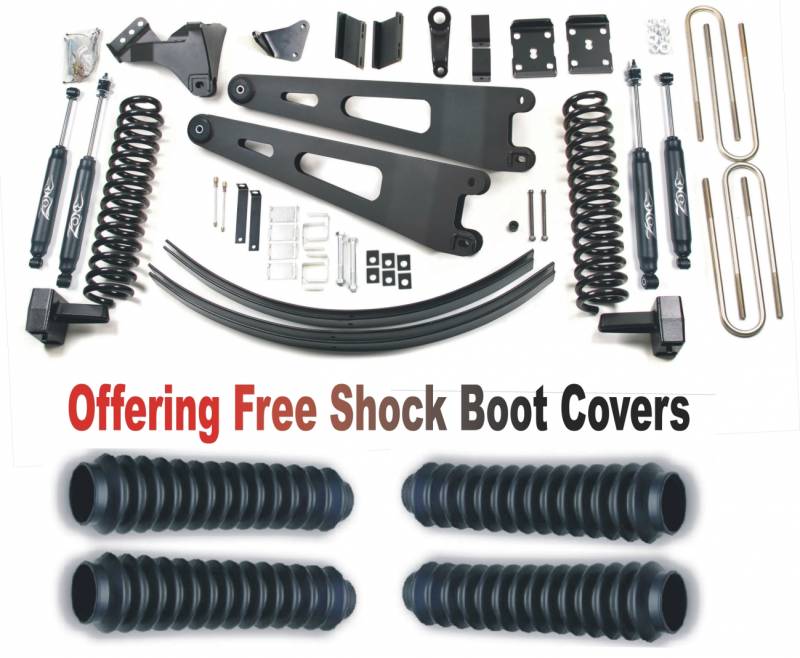Zone OffRoad 2008-2010 Ford F250 F350 Super Duty 6in Radius Arm Suspension System Without Overload With Free Boot Protectors ZONF35N