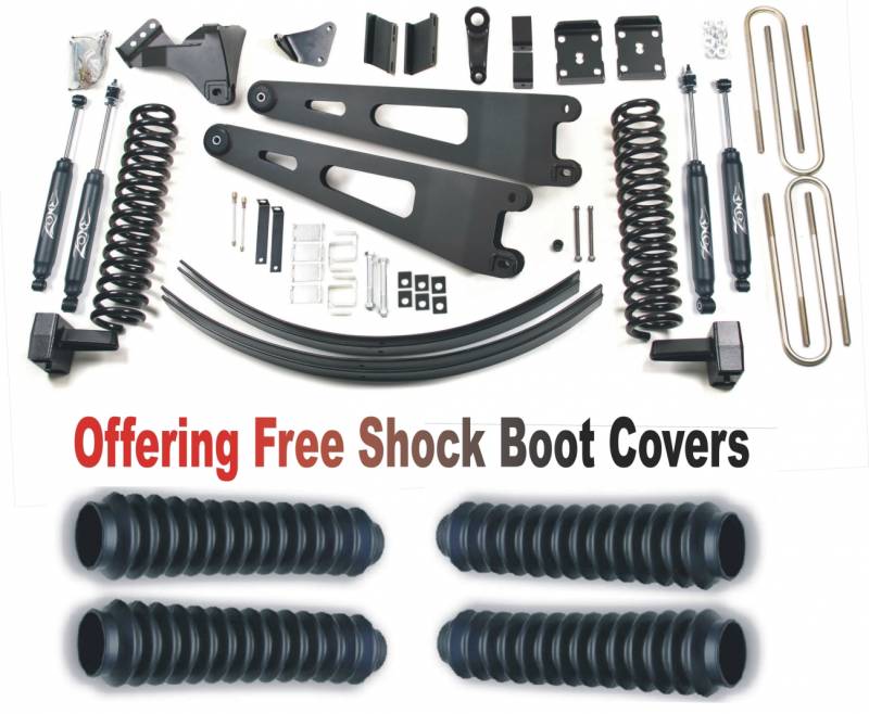 Zone OffRoad 2008-2010 Ford F250 F350 Super Duty 6in Radius Arm Suspension System Without Overload With Free Boot Protectors ZONF37N