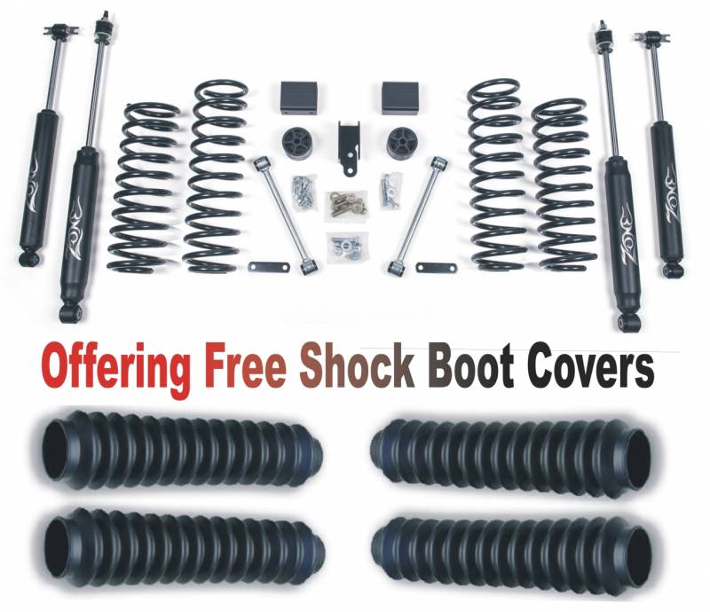 Zone OffRoad 2007-2011 Jeep Wrangler JK 2 door 3in Suspension System With Free Boot Protectors ZONJ12N