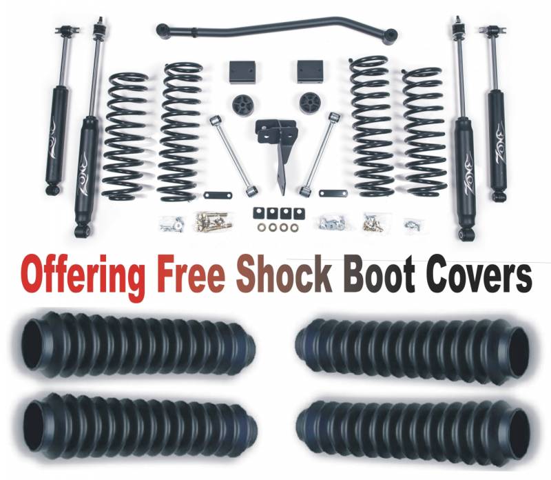 Zone OffRoad 2007-2015 Jeep Wrangler JK 4in Suspension Lift Kit With Free Boot Protectors ZONJ14N