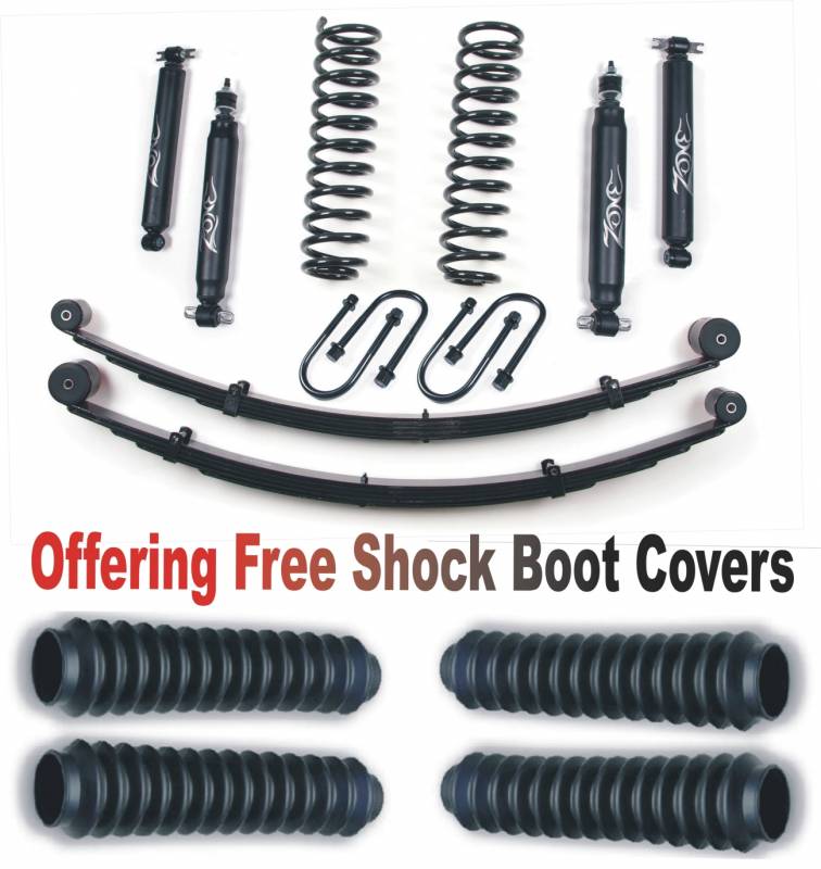 Zone OffRoad 1984-2001 Jeep Cherokee XJ 3in Suspension Lift Kit with Rear Springs With Free Boot Protectors ZONJ21N Chrysler 8.25 Nitro